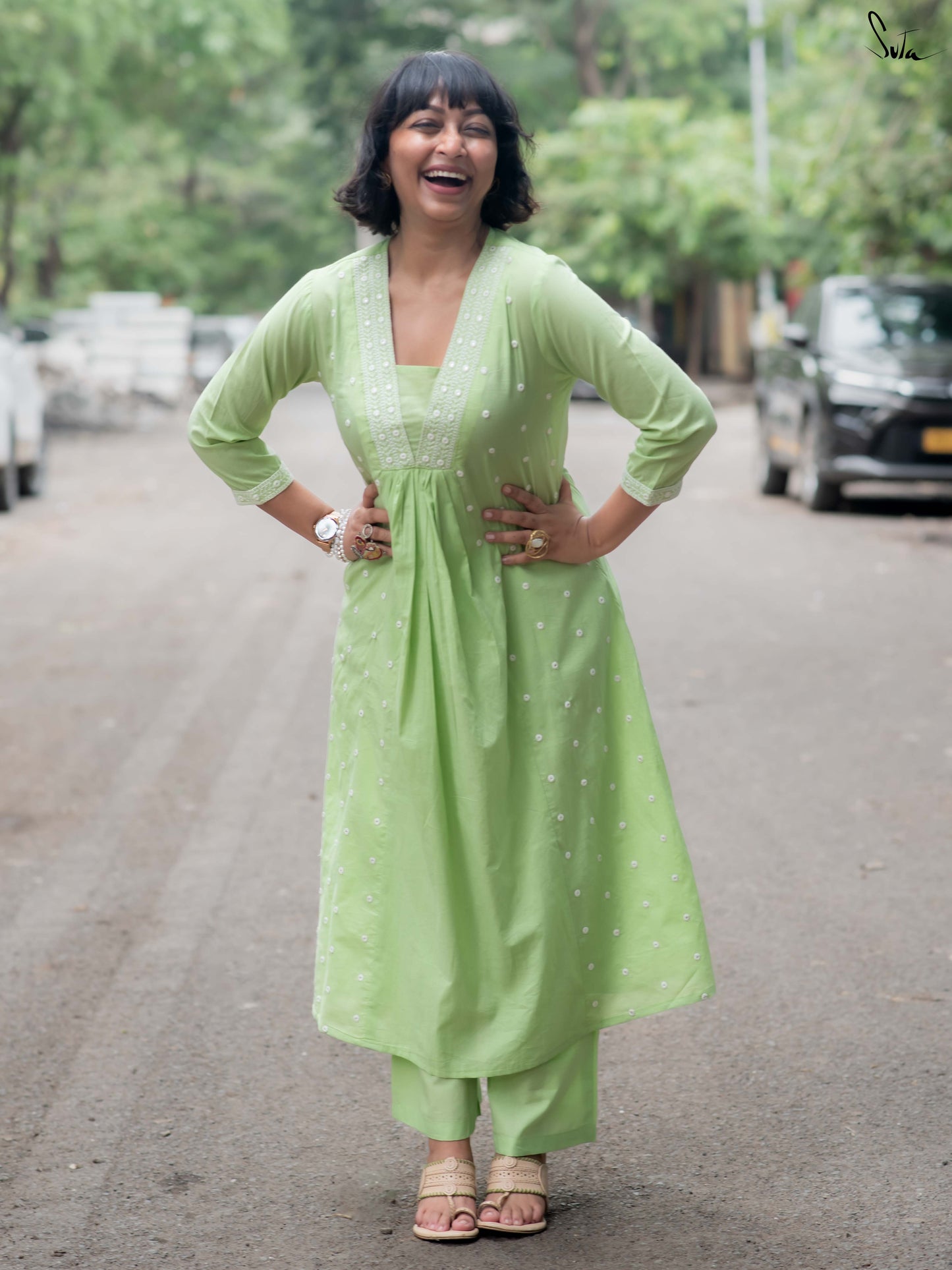 Suta Green Cotton Kurta Set