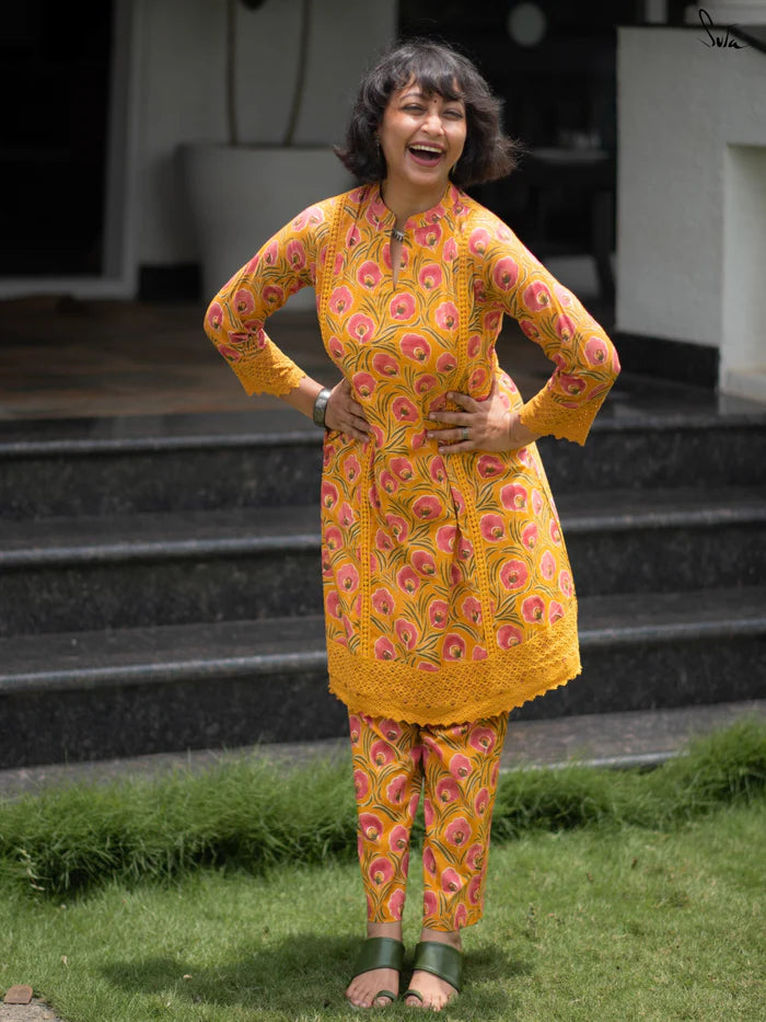 Suta Mustard Cotton Kurta Set